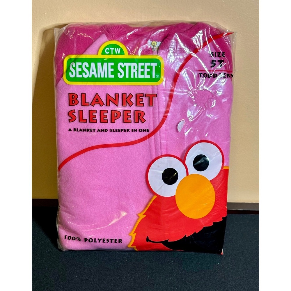 Vintage Sesame Street Pink Fleece Blanket Sleeper Toddler 5T 1999 New Old Stock